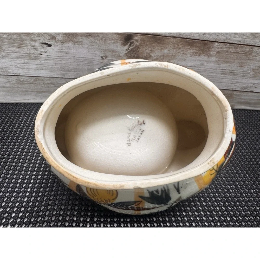Nasco 1950s Hand Painted Ceramic Rooster Chicken Gravy Boat Ladle Vintage Japan